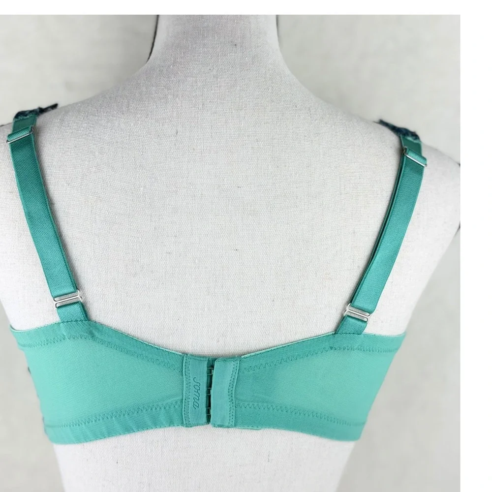 Soma Sensuous Lace Unlined Bra 38D Teal Green Navy‎ Blue Floral Embroidered Mesh